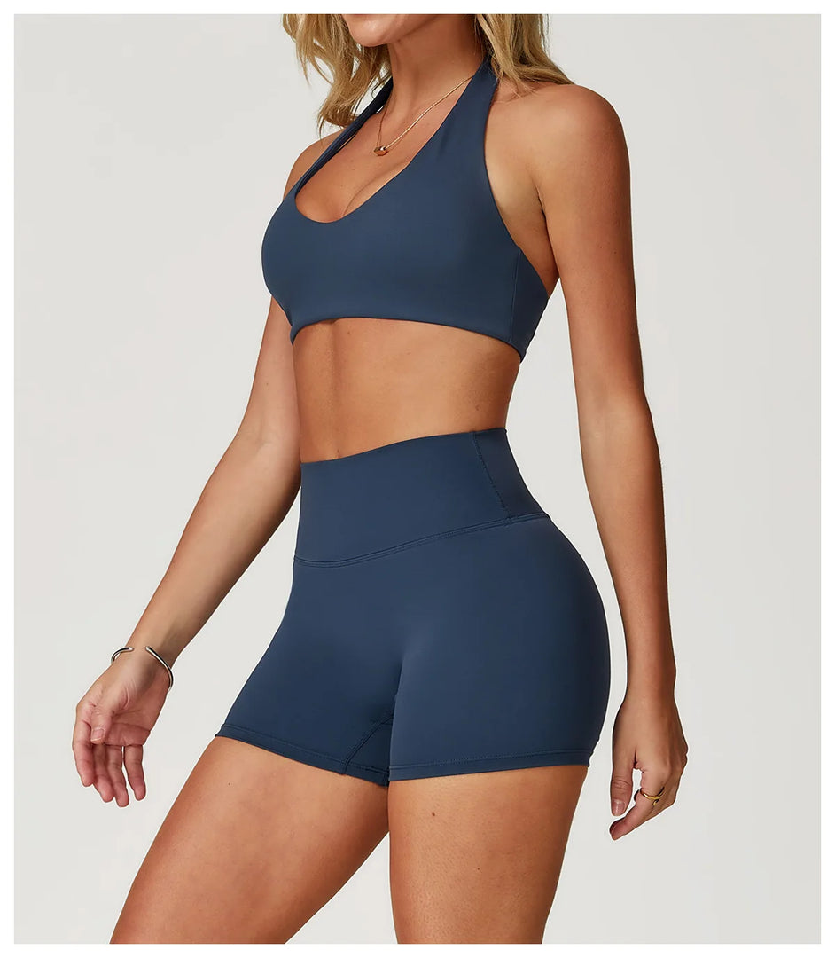 Contour Seamless Yoga Bra Hanging Neck Nylon Spandex