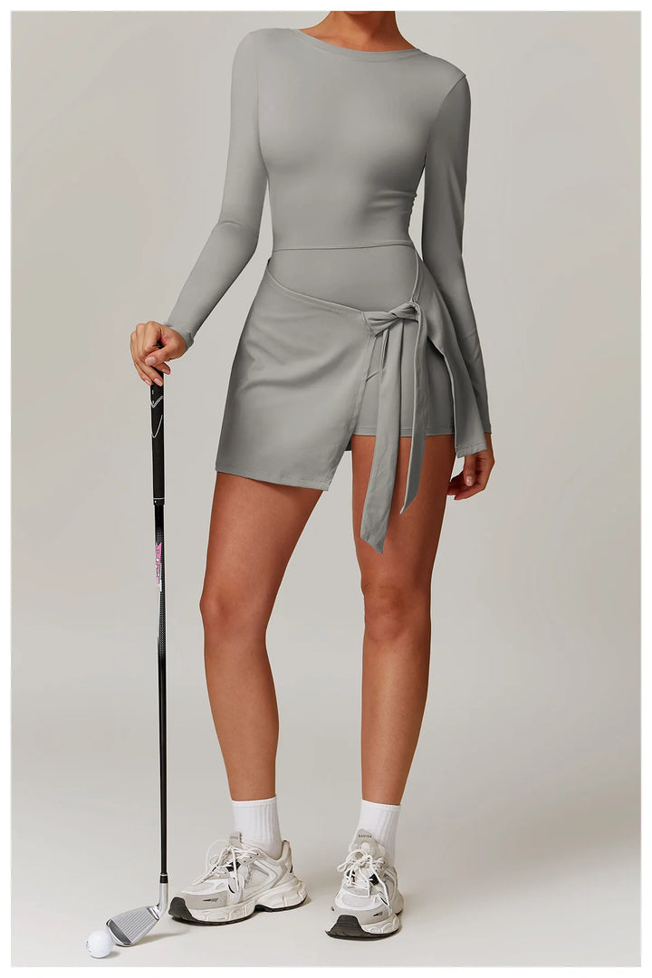 Backless Long Sleeve Contoured Bodysuit Jumpsuit