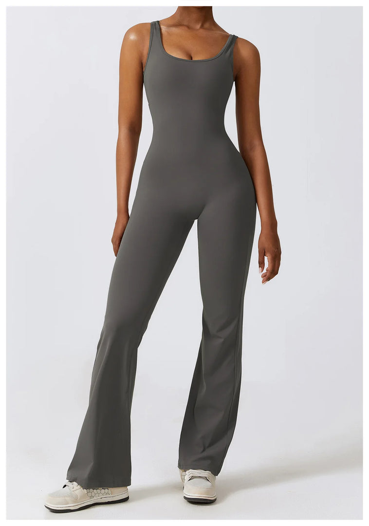 Contoured Back Zip Jumpsuit With Seamless Performance