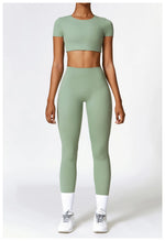 Load image into Gallery viewer, Seamless Sculpted Yoga Core Set Leggings Ribbed Contour
