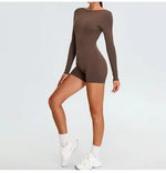 Load image into Gallery viewer, Backless Luxe Long Sleeve Yoga Jumpsuit Silhouette Chic

