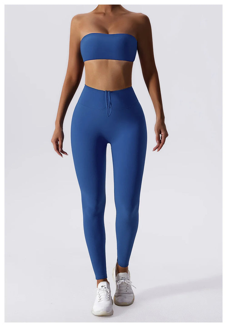 Strapless Padded Yoga Sports Bra Contour Silhouette