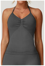 Load image into Gallery viewer, Breathable Contoured Halter Crop Sports Bra With Padding
