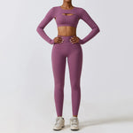 Load image into Gallery viewer, Contoured Interwoven Athleisure Long Sleeve Yoga Ensemble
