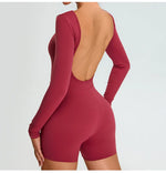 Load image into Gallery viewer, Backless Luxe Long Sleeve Yoga Jumpsuit Silhouette Chic
