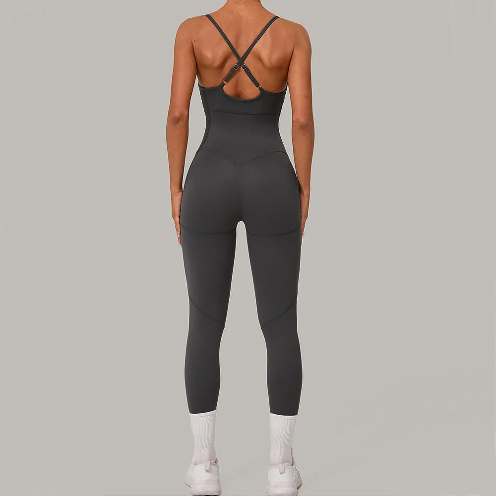Luxe Sleeveless Yoga Jumpsuit Nylon Spandex