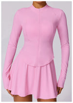 Load image into Gallery viewer, Luxurious Contoured Yoga Set Zippered Front Seamless Nylon
