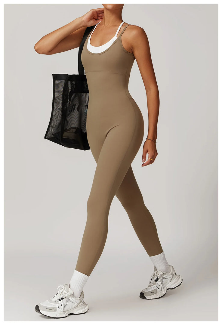 Color Blocking Seamless Yoga Jumpsuit Exquisite Fit