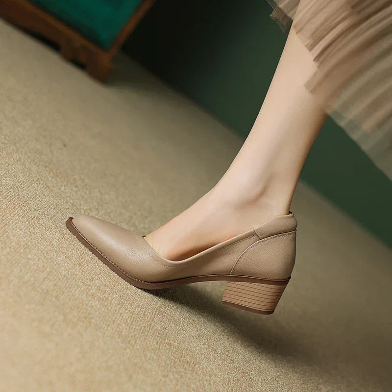 Women's Wedding Shoes Pointed Toe Block Heel Slip On Style
