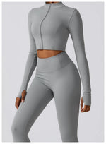 Load image into Gallery viewer, Contoured Interwoven Athleisure Long Sleeve Yoga Ensemble
