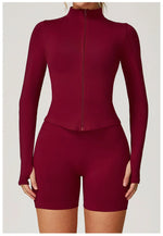 Load image into Gallery viewer, Seamless Contour Yoga Top With Zippered Long Sleeve
