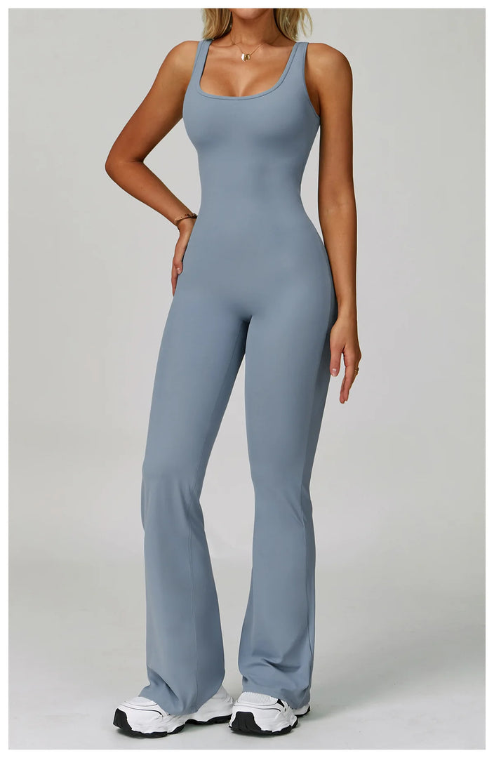 Contoured Back Zip Jumpsuit With Seamless Performance