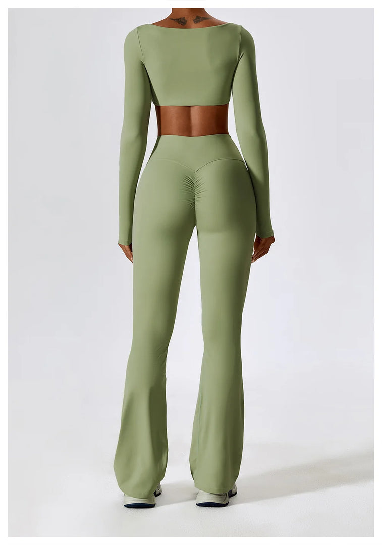 Contour Seamless Crop Yoga Performance Wear Long Sleeve