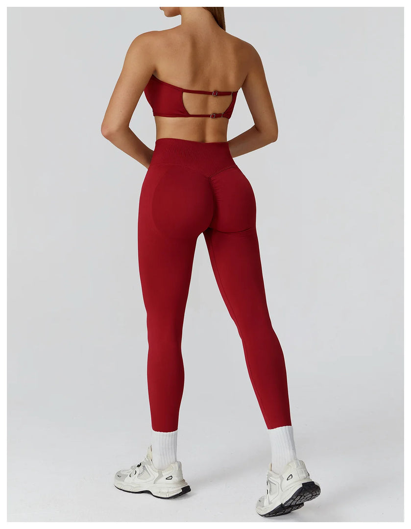 Seamless Premium Athleisure 2 Piece Leggings Set Nylon