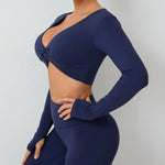 Load image into Gallery viewer, Seamless Ultra Soft Long Sleeve Yoga Crop Removable Pads
