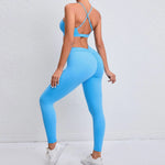 Load image into Gallery viewer, Two Piece Ribbed Seamless Studio Yoga Set Cross Back

