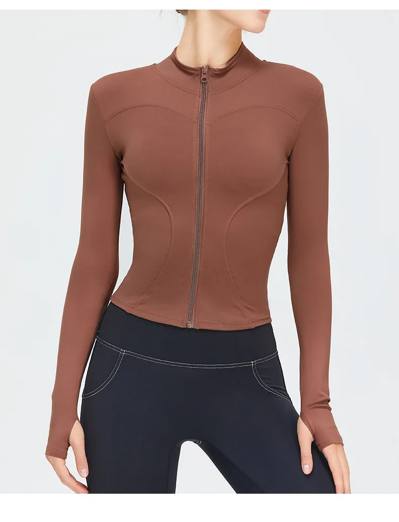 Zippered Studio Contoured Long Sleeve Sports Jacket