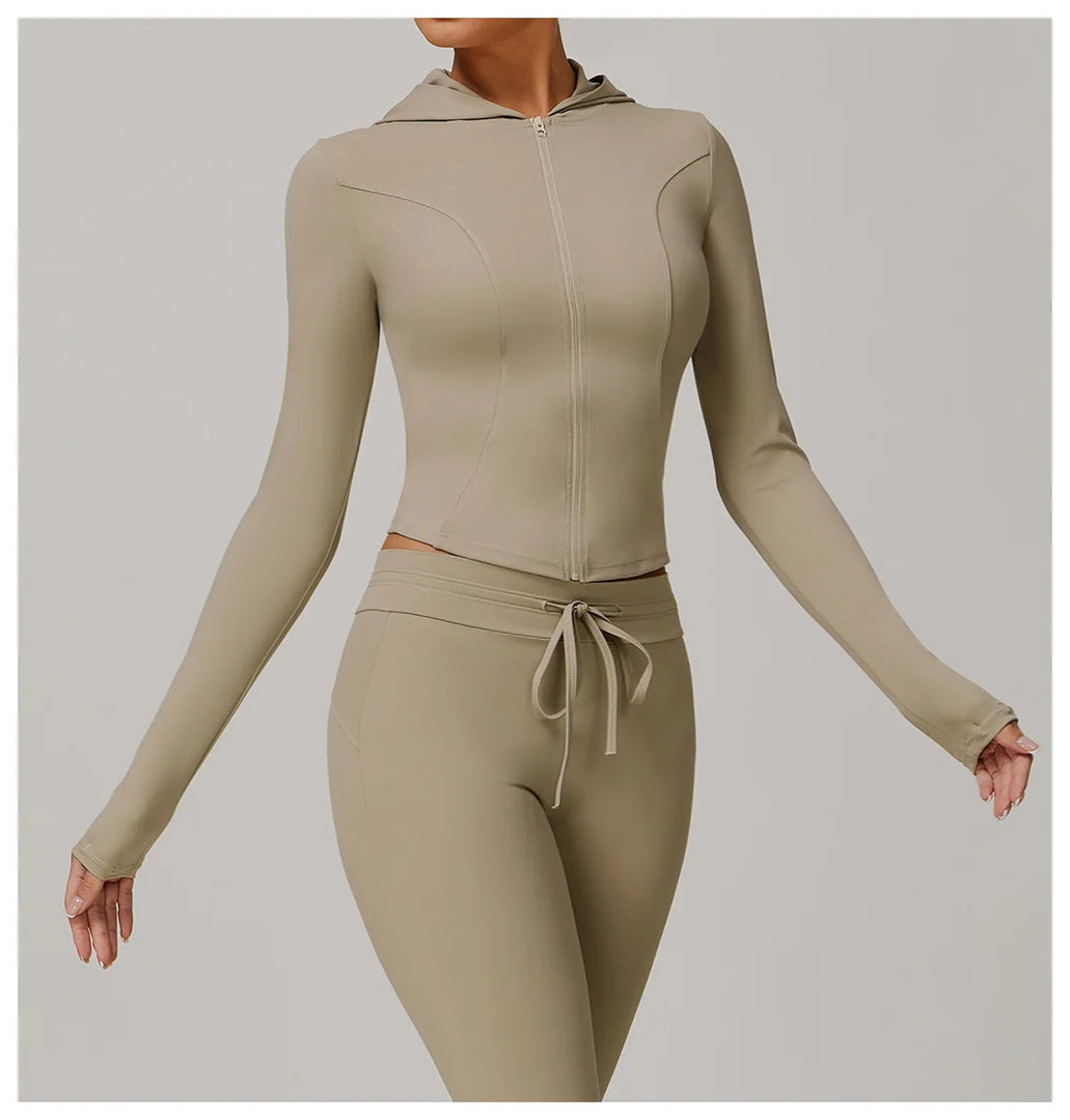 Zip Front Yoga Jacket Breathable High Stretch Nylon