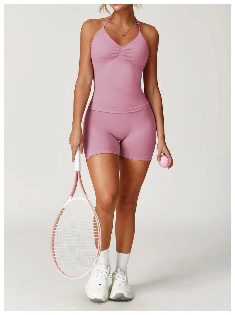 Breathable Contoured Halter Crop Sports Bra With Padding