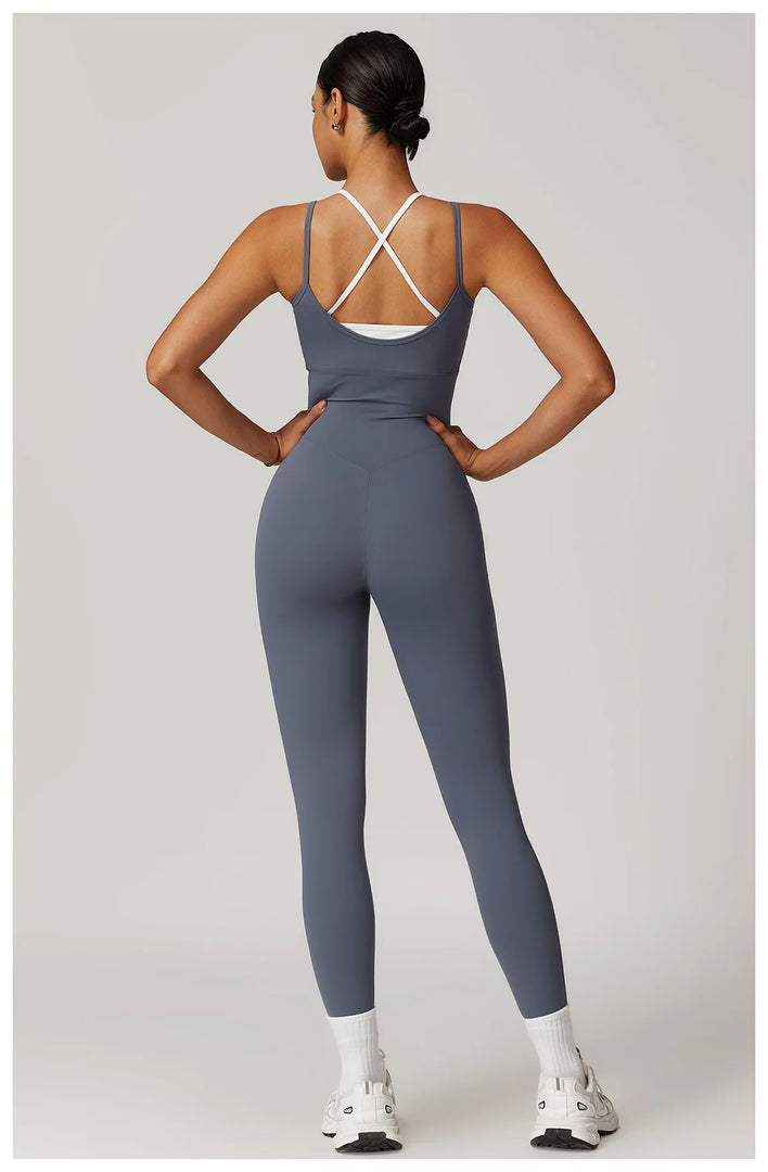Color Blocking Seamless Yoga Jumpsuit Exquisite Fit