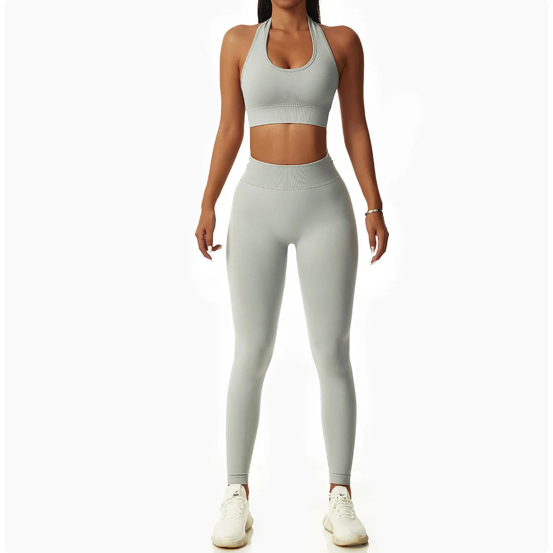 Breathable Sculpted Yoga Performance Bra With Halter Back