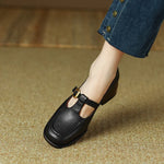 Load image into Gallery viewer, Women's T-Strap Mary Jane Shoes Square Toe Low Block Heel
