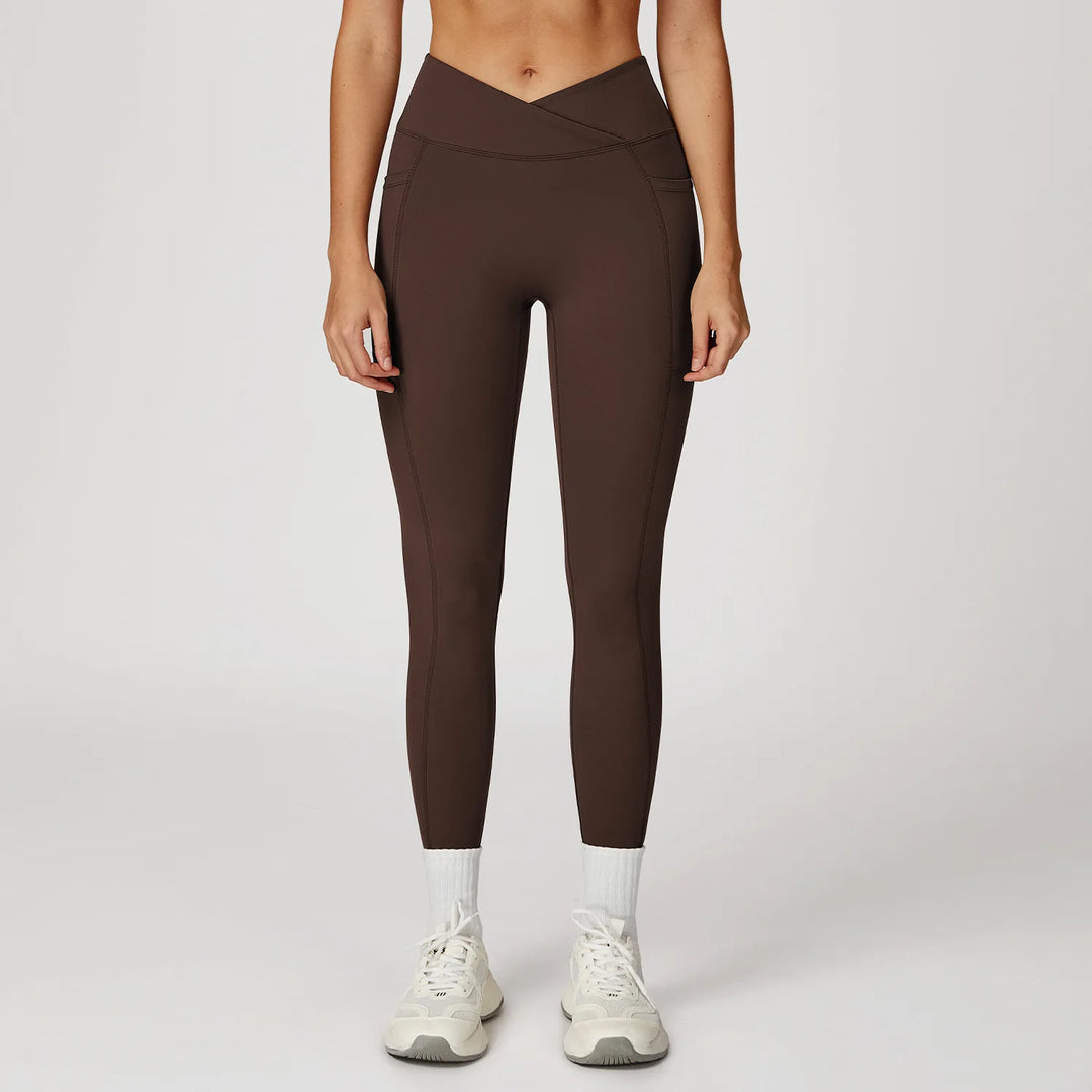 Cross Waist High Rise Contoured Elegance Yoga Leggings