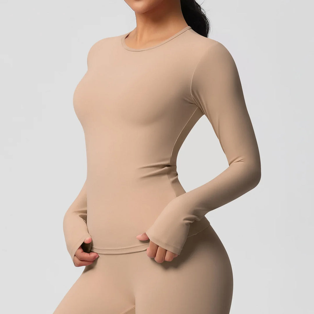 Luxurious Breathable Contoured Long Sleeve Yoga Top Nylon