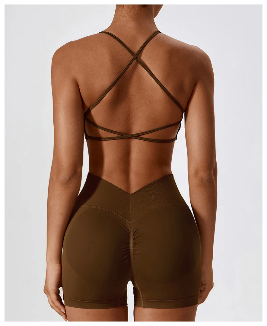 Breathable Cross Strap Contour Seamless Performance Bra