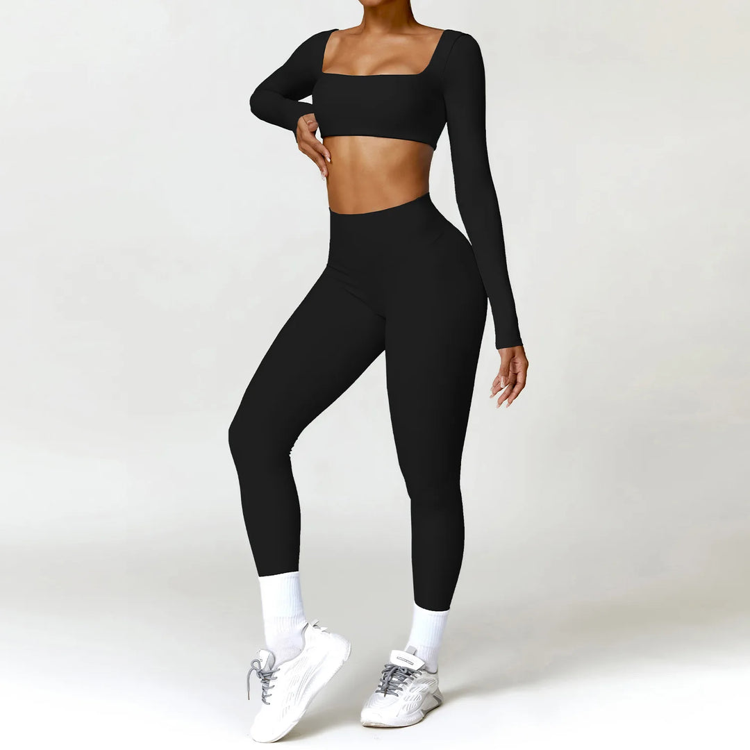Seamless Two Piece Yoga Set Contour Silhouette Leggings