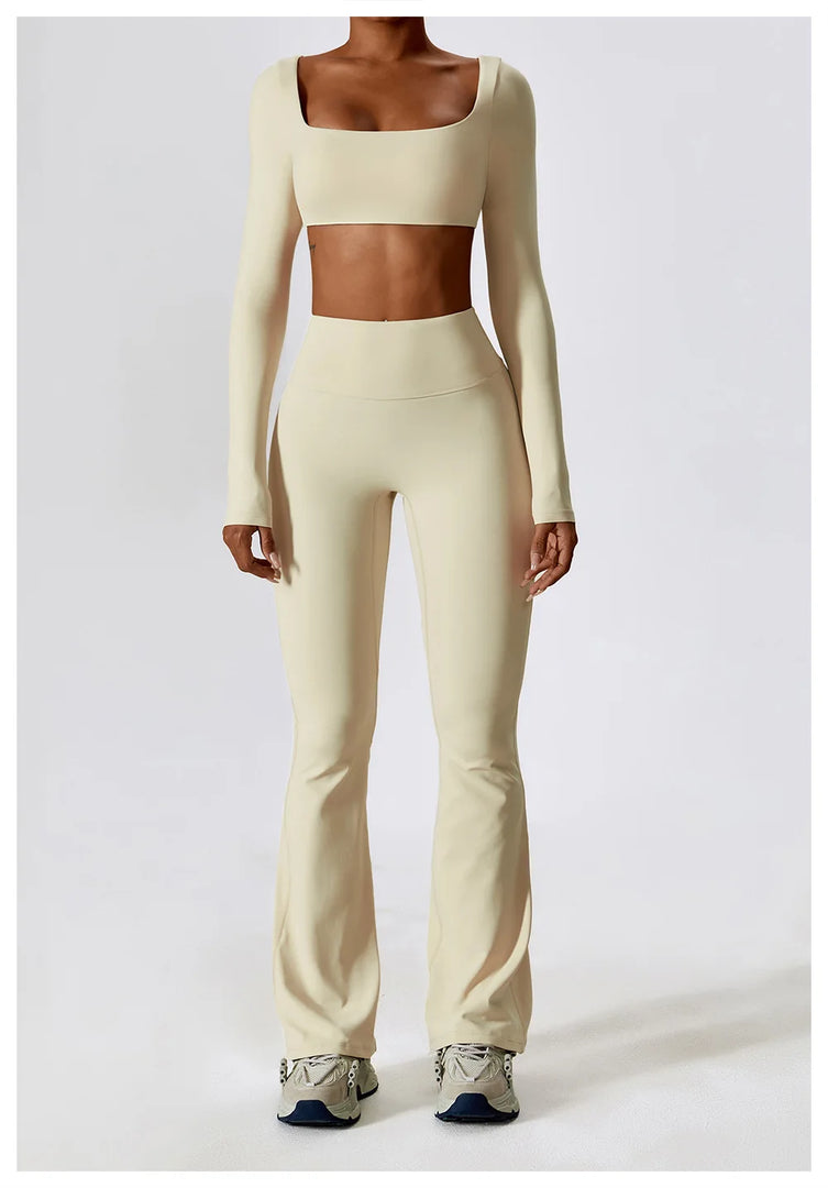 Contour Seamless Crop Yoga Performance Wear Long Sleeve