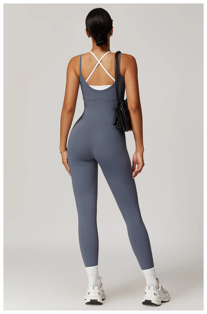 Color Blocking Seamless Yoga Jumpsuit Exquisite Fit