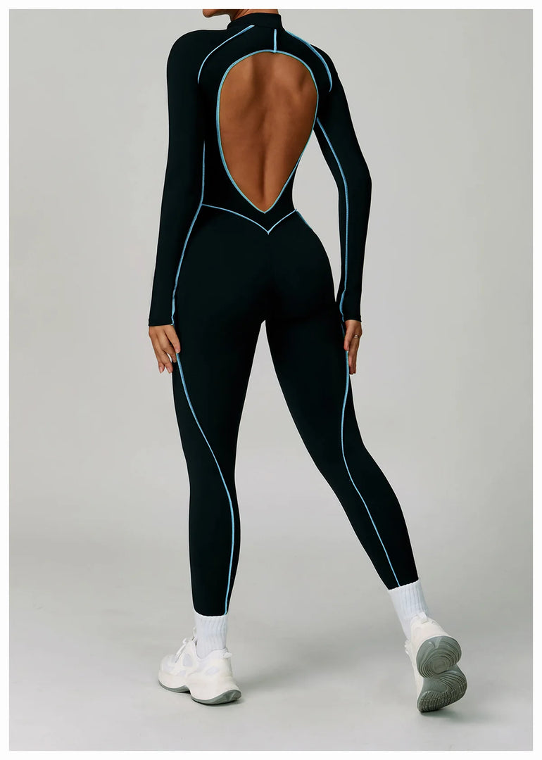 Premium Contour Seamless Breathable Jumpsuit With Front Zip