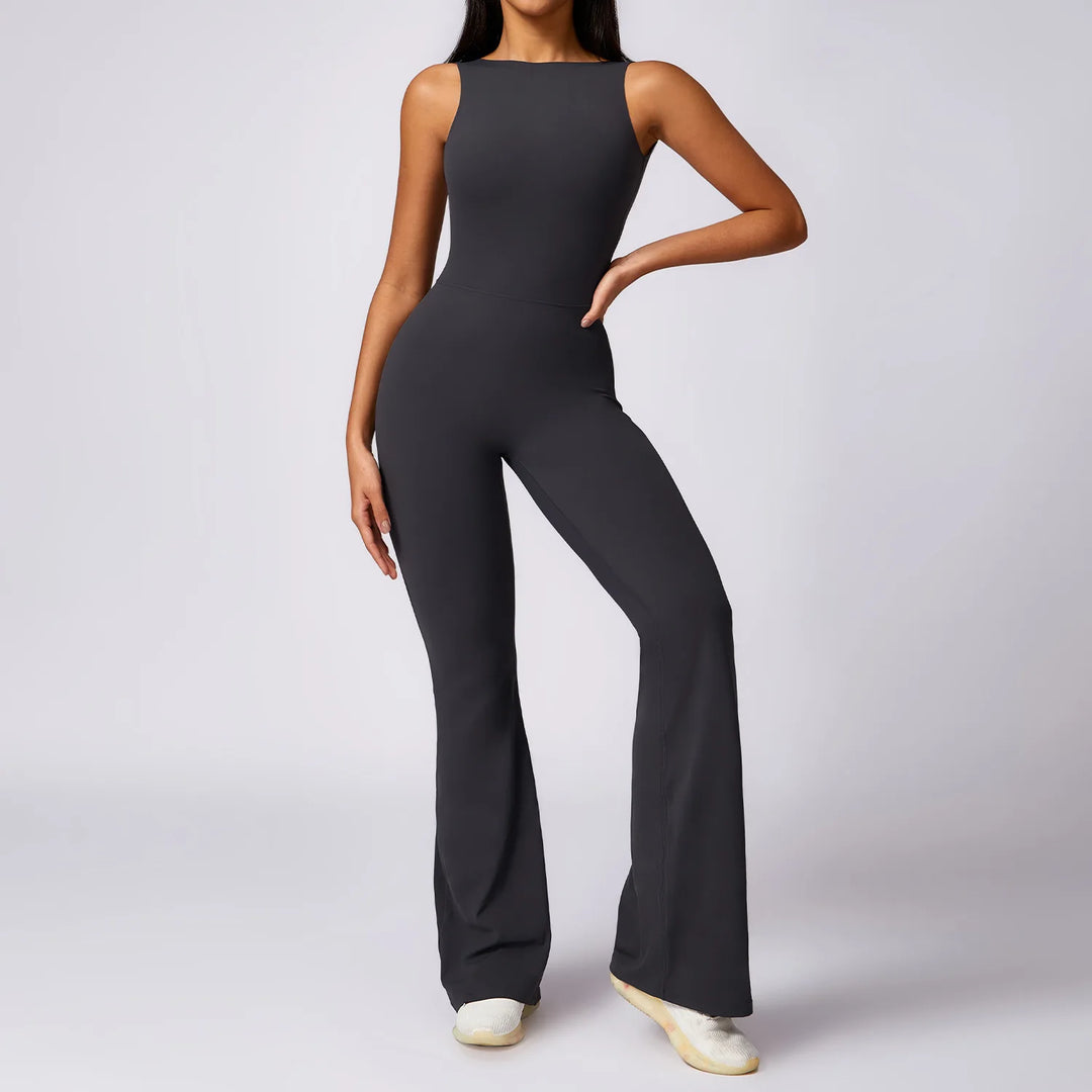 Sculpted Yoga Jumpsuit Ultra Breathable Nylon Knit Fabric