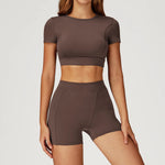 Load image into Gallery viewer, Two-Piece Contoured Breathable Yoga Set Leggings Silhouette
