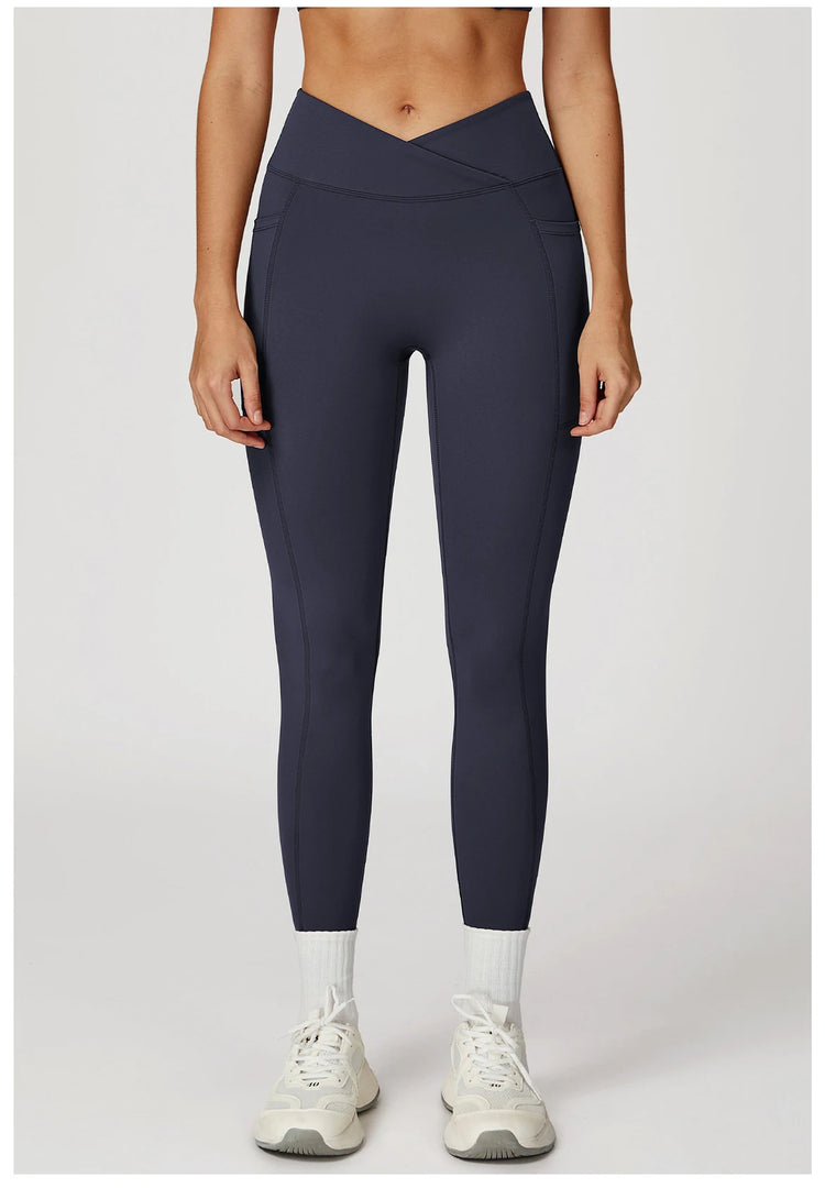 Cross Waist High Rise Contoured Elegance Yoga Leggings