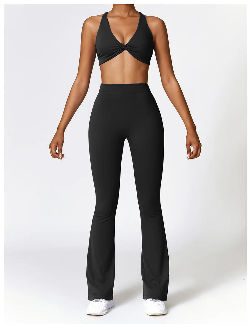 Contoured Flared Leggings With High Waist Silhouette