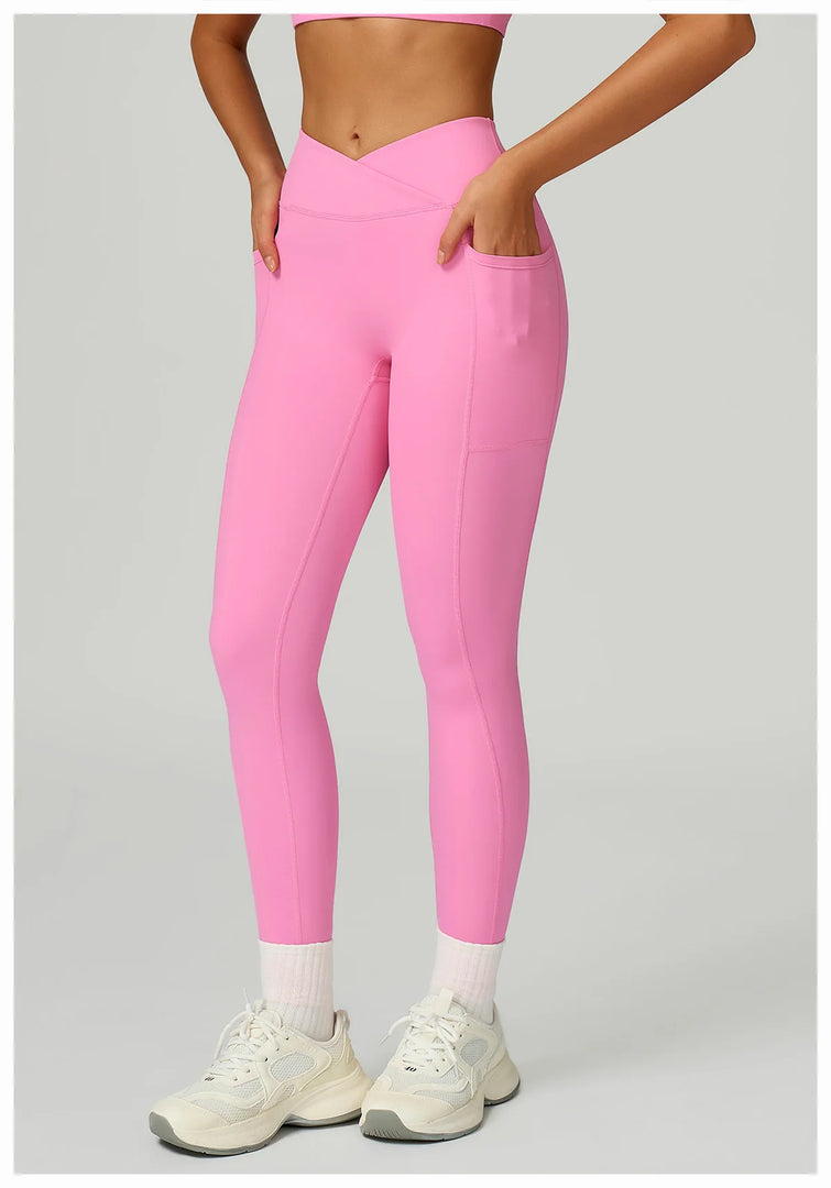 Cross Waist High Rise Contoured Elegance Yoga Leggings