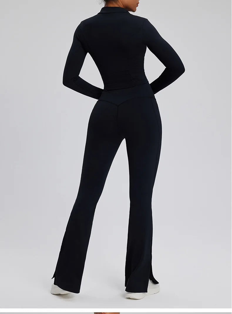 Contour Stretch Athleisure Bell Bottoms Set Nylon Spandex