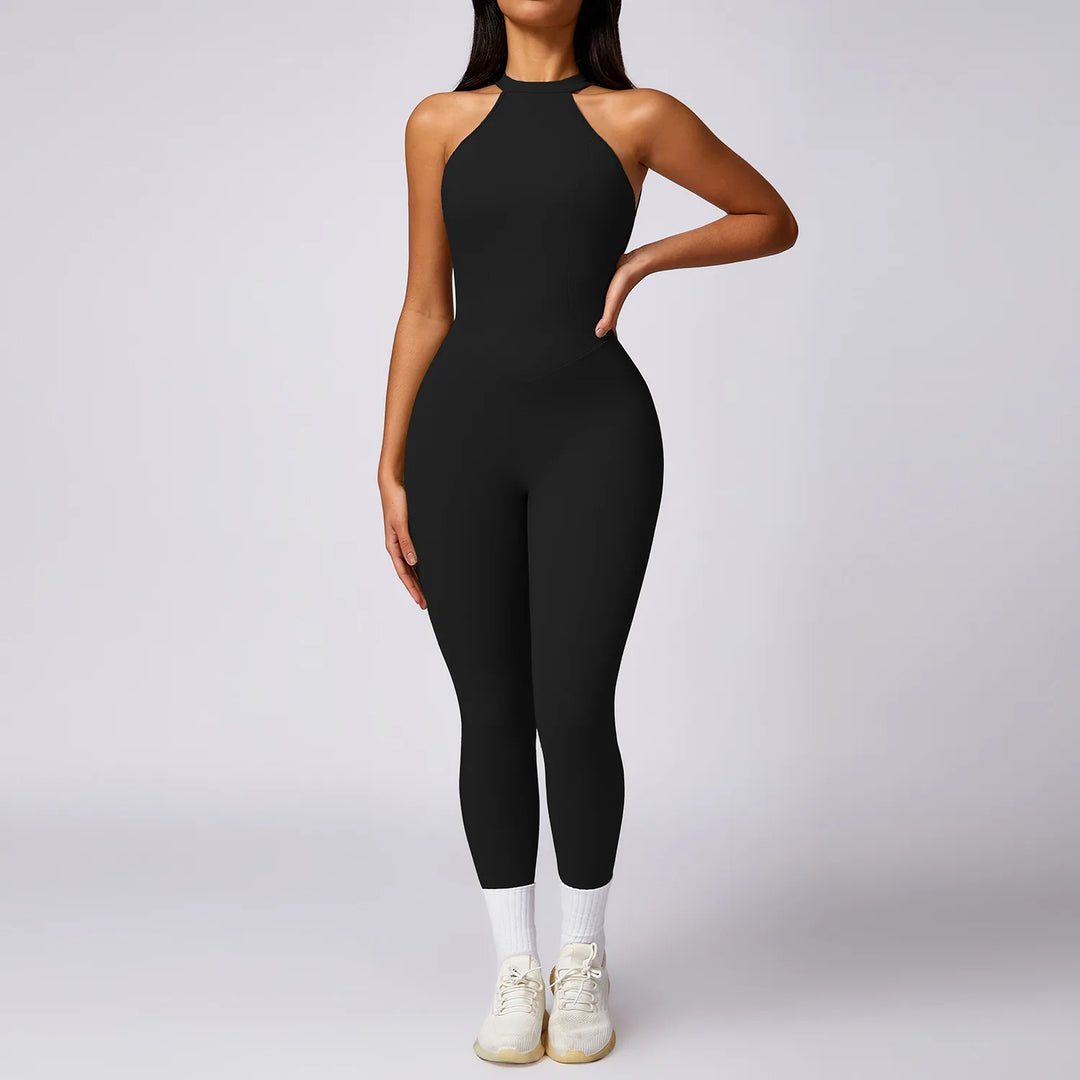 Backless Contour Jumpsuit Set with Seamless Performance
