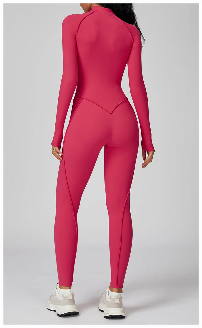 Seamless Zippered Yoga Jumpsuit With High Elasticity