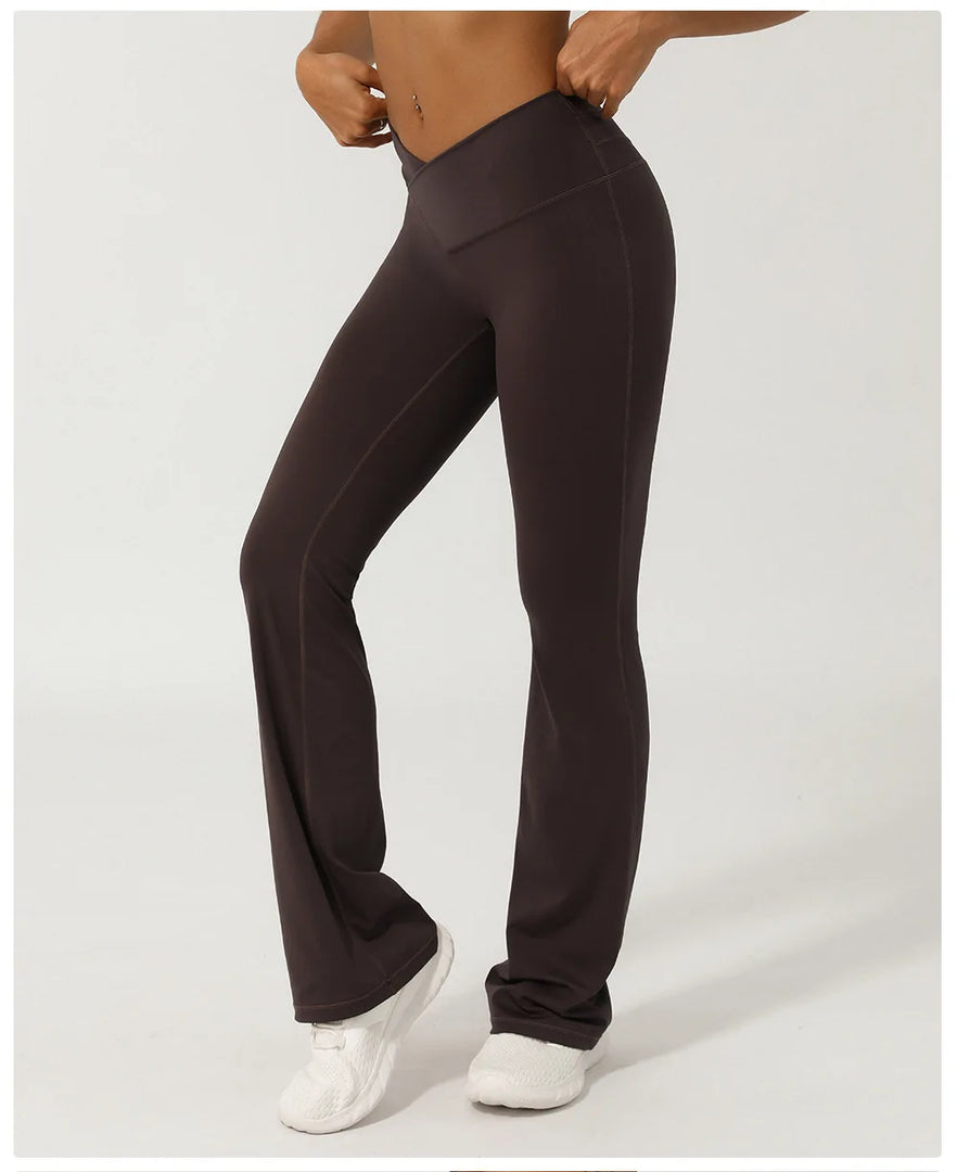 Premium Contoured Bell Bottom Leggings With Flared Waist