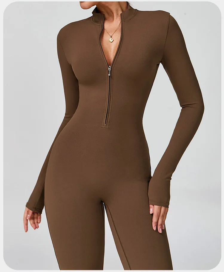 Zippered Contour Seamless Yoga Jump Suit Performance
