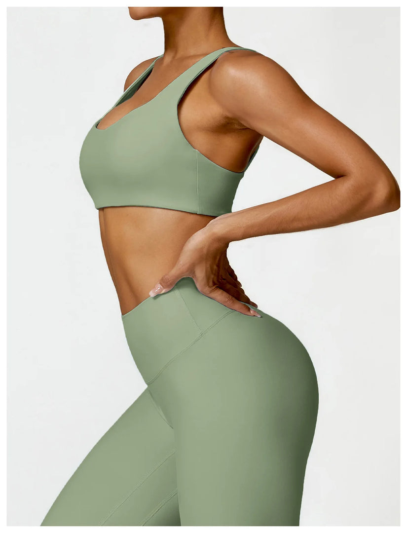 Seamless Two Piece Yoga Set Contour Silhouette Leggings
