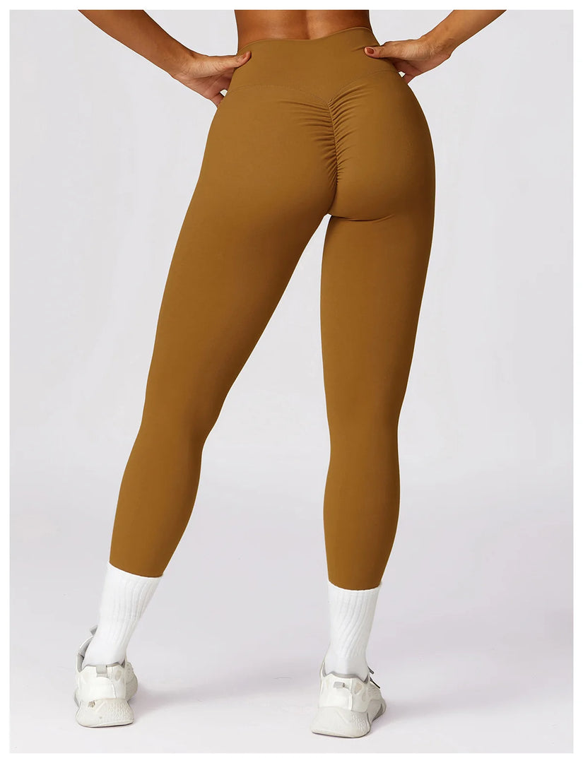 Luxurious High-Waist Contour Seamless Leggings Scrunch