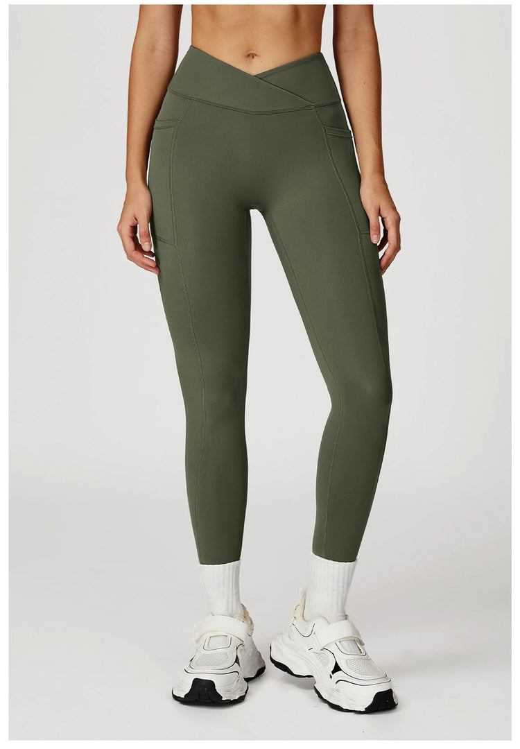 Cross Waist High Rise Contoured Elegance Yoga Leggings