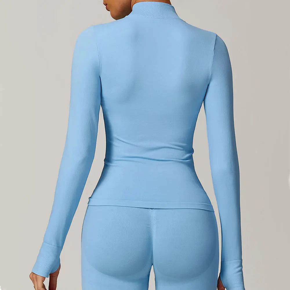 Seamless Long Sleeve Performance Jacket Zip Front Nylon