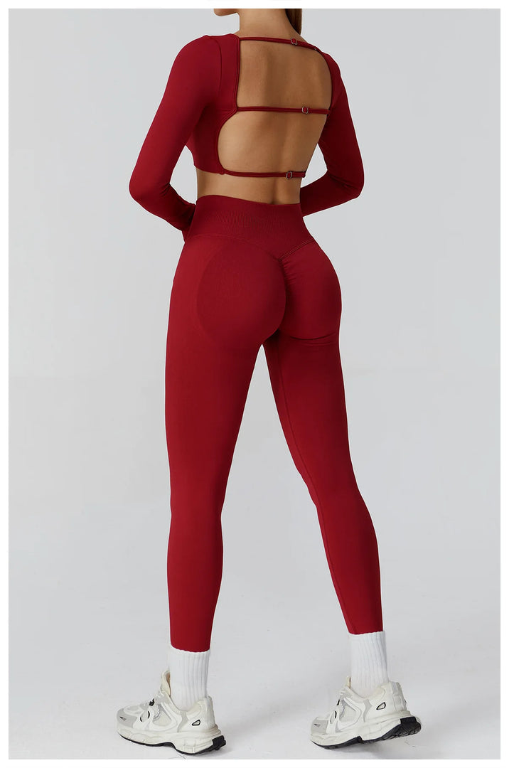 Seamless Premium Athleisure 2 Piece Leggings Set Nylon