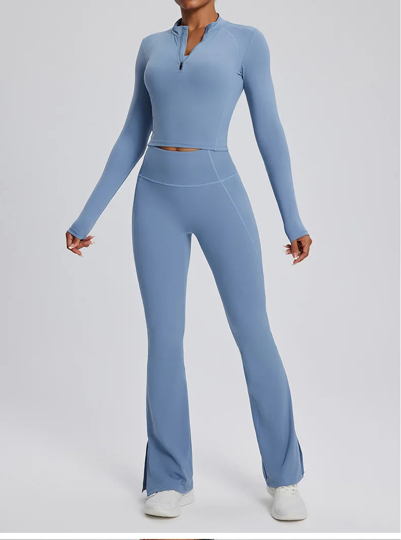 Contour Stretch Athleisure Bell Bottoms Set Nylon Spandex