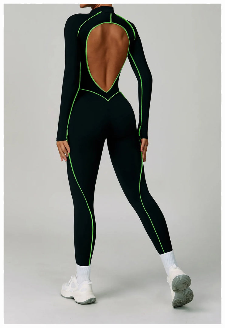 Premium Contour Seamless Breathable Jumpsuit With Front Zip